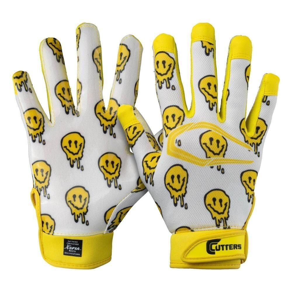 Cutters Game Day Receiver Gloves Youth Smile Faces L XL NWT
